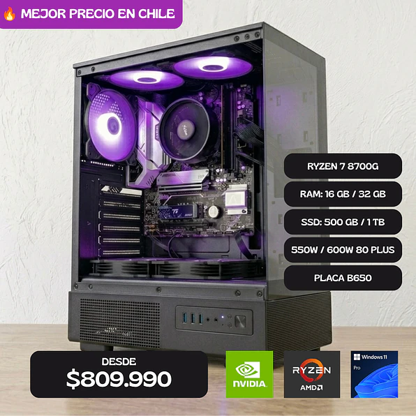 PC GAMER RYZEN 7 8700G / PLACA B650 1