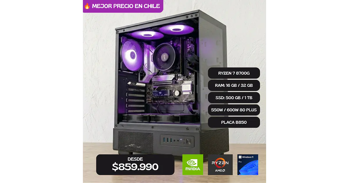 PC GAMER AMD RYZEN 7 8700G / 16GB RAM DDR5 / 500GB SSD