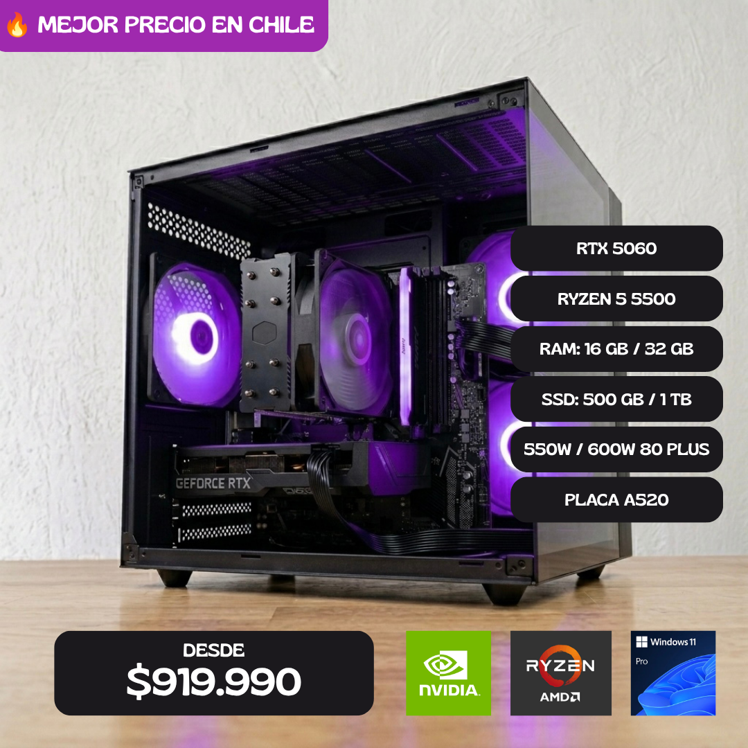 PC GAMER RTX 5060 / RYZEN 5 5500 / A520