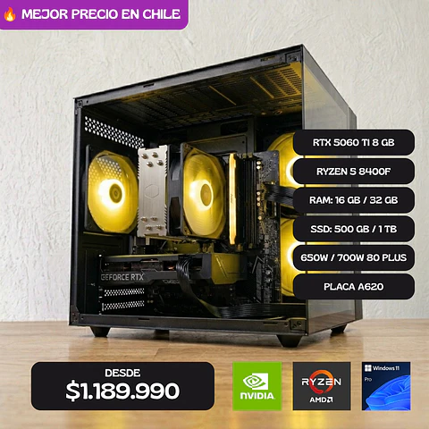 PC GAMER RTX 5060 TI 8 GB / RYZEN 5 8400F / PLACA A620