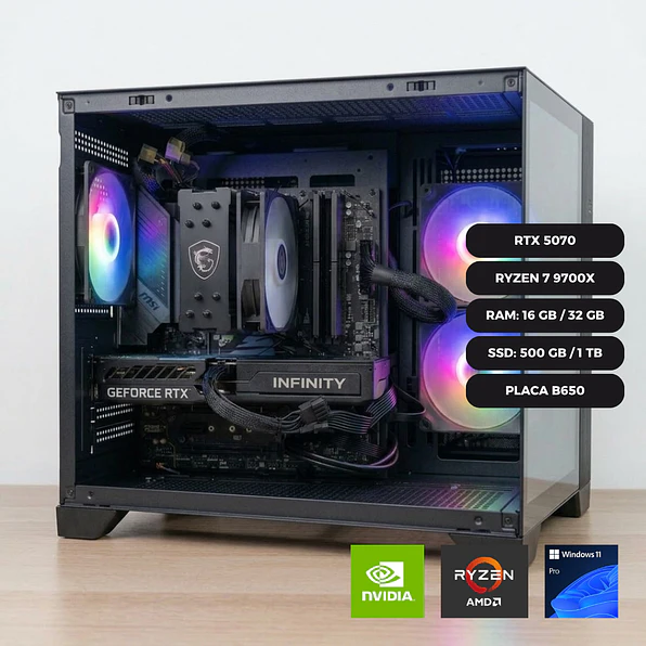 PC GAMER RTX 5070 12 GB / RYZEN 7 9700X / PLACA B650 1