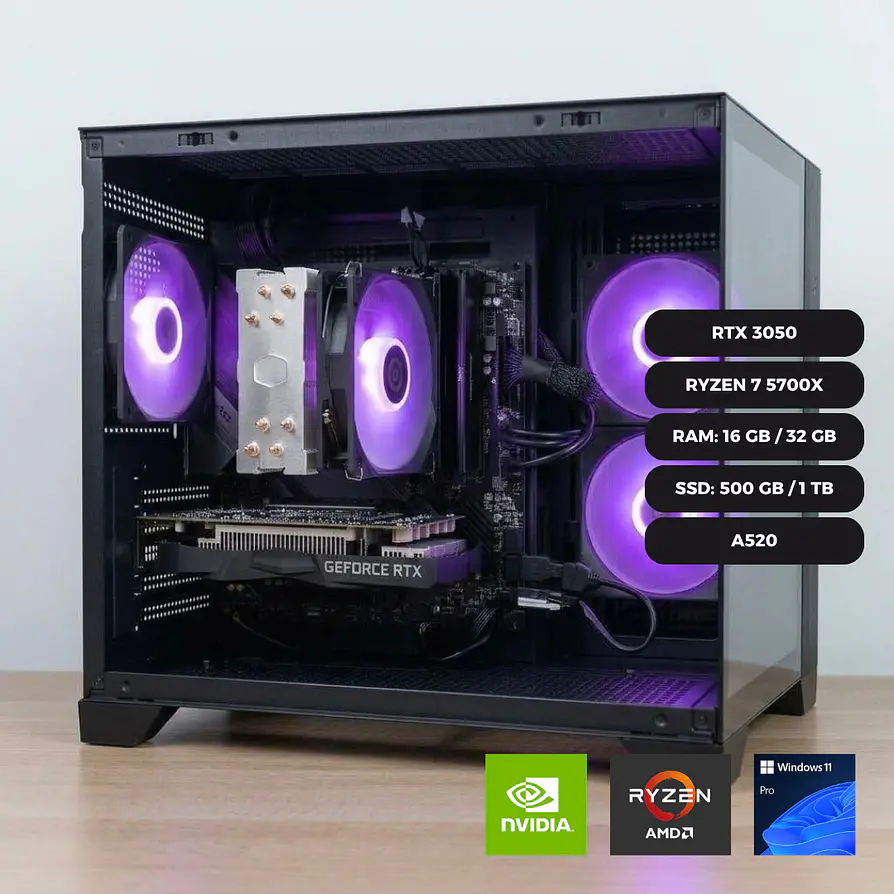 PC GAMER RTX 3050 / RYZEN 7 5700X / PLACA A520 1
