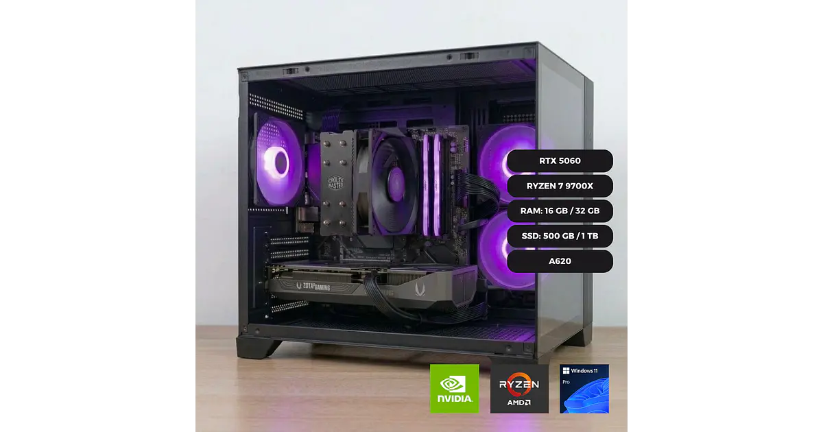 PC Gamer Ryzen 7 9700X RTX 5060 16GB DDR5 1TB SSD
