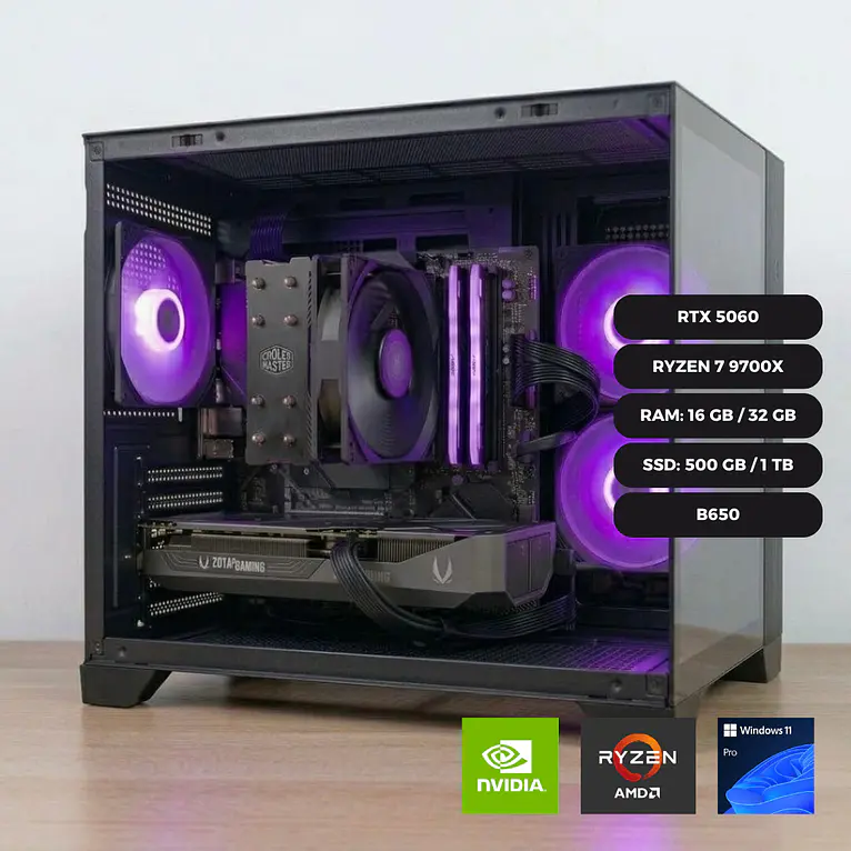 PC GAMER RTX 5060 / RYZEN 7 9700X / PLACA B650 1
