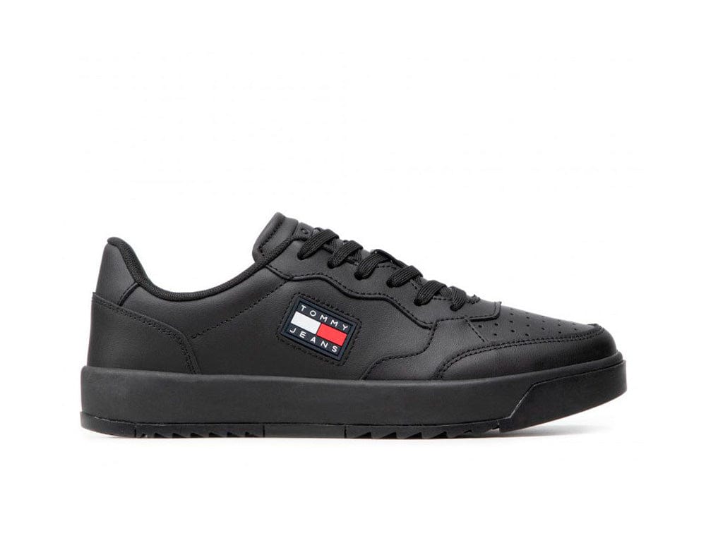 Zapatilla Tommy  Basket Leather  Hombre Negro 1