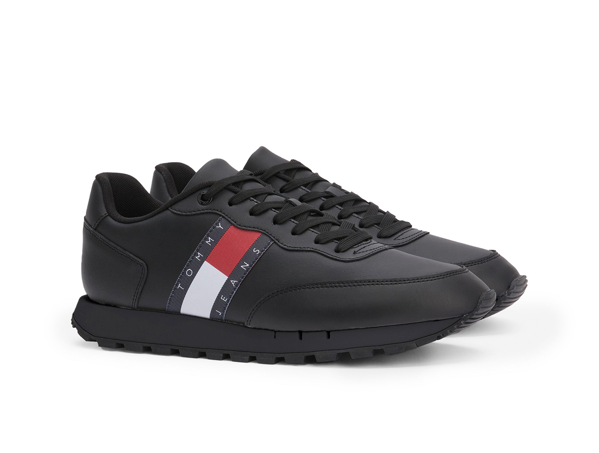 Zapatilla Tommy Leather Runner Cuero Hombre Mono Negro 2
