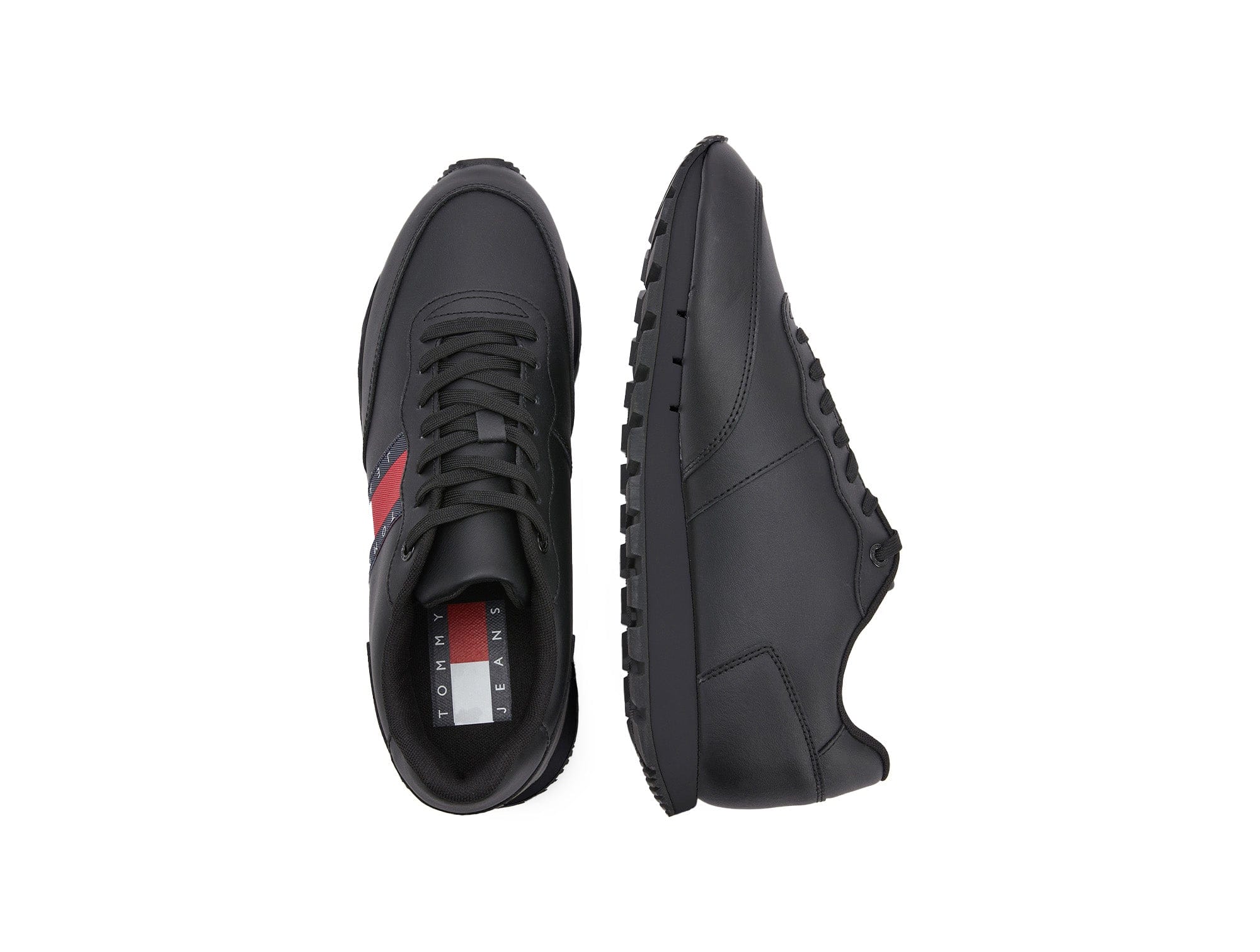 Zapatilla Tommy Leather Runner Cuero Hombre Mono Negro 3