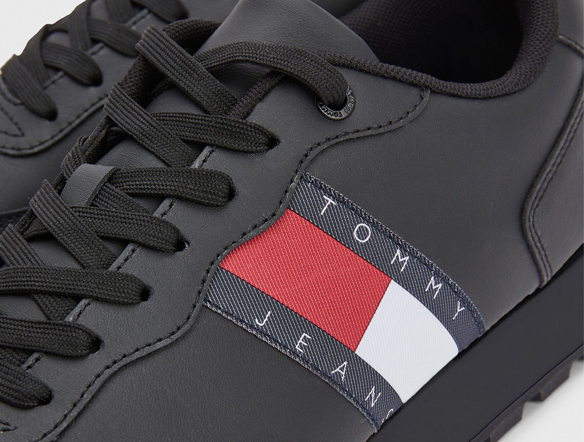 Zapatilla Tommy Leather Runner Cuero Hombre Mono Negro 5