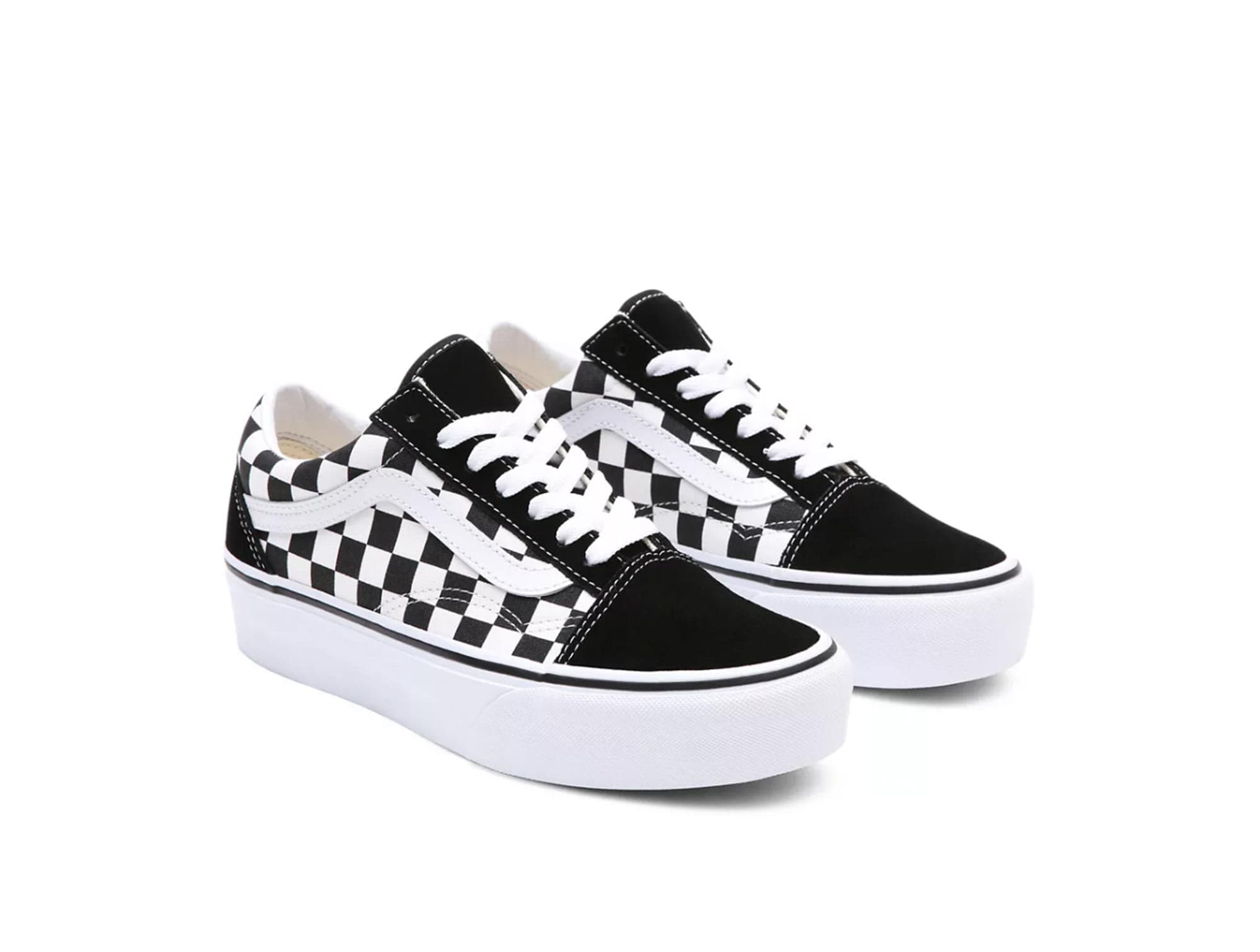 Zapatilla Vans Old Skool Plataforma Checker Mujer Negro 4