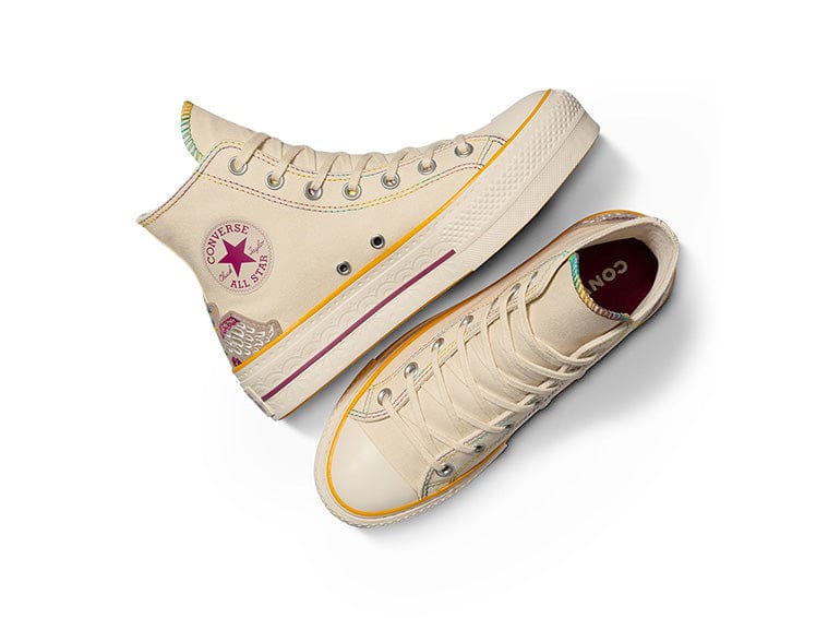 Zapatillas Converse Chuck Taylor Hi Plataforma (Dia De Los Muertos) Mujer Beige 3