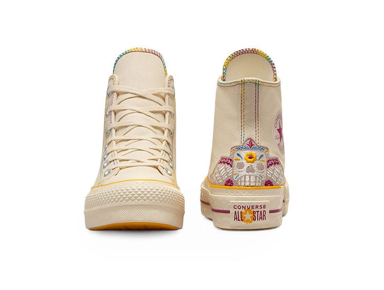 Zapatillas Converse Chuck Taylor Hi Plataforma (Dia De Los Muertos) Mujer Beige 8
