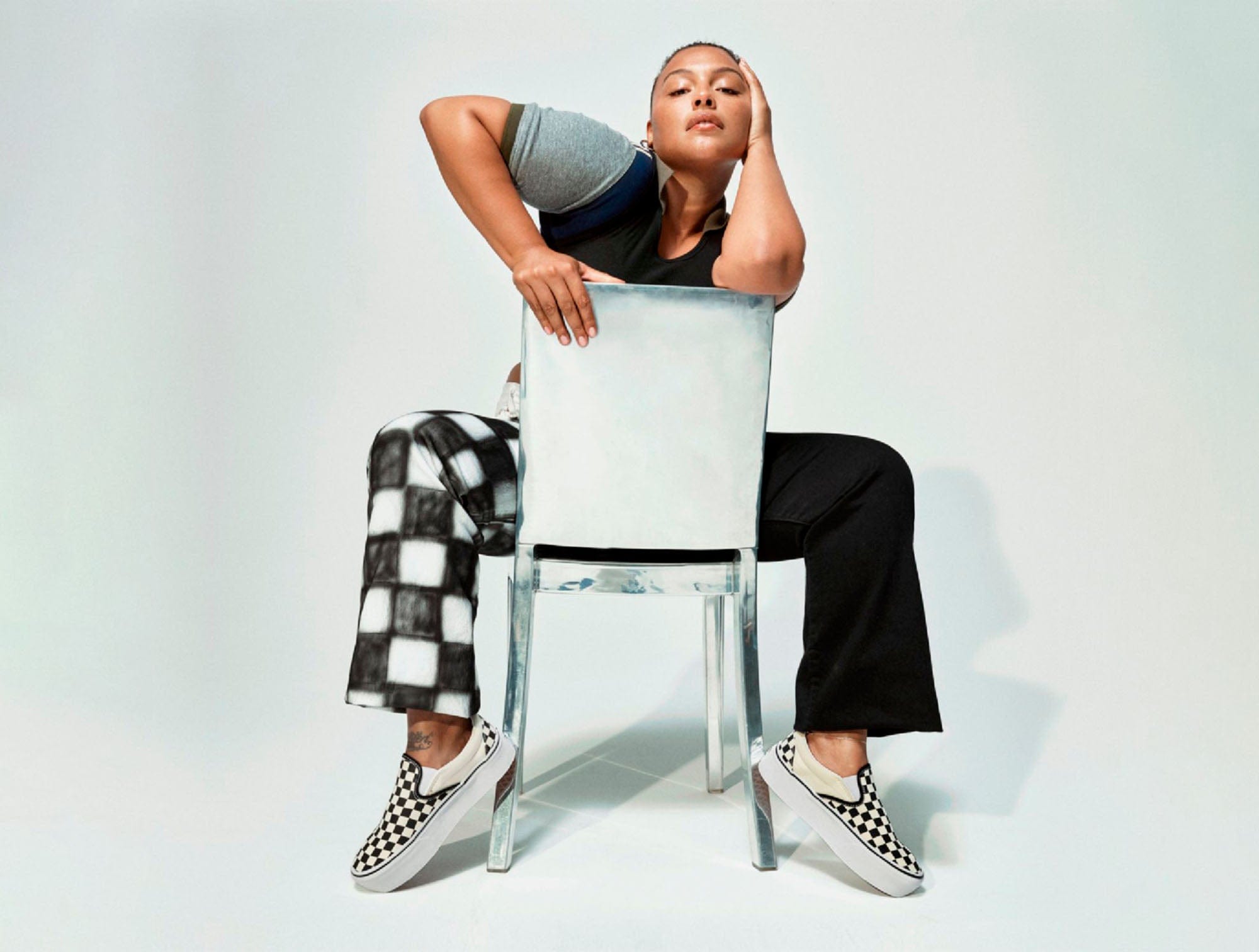 Zapatilla Vans Slip-On (Checkerboard) Mujer Negro 4