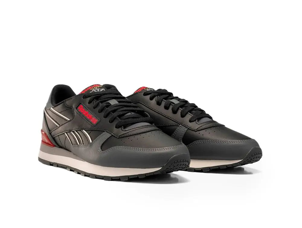Zapatilla Reebok Classic Leather Negro - Rojo -Gris 2
