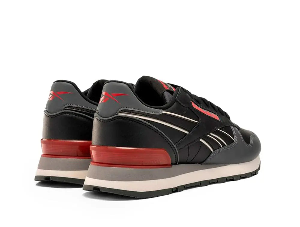 Zapatilla Reebok Classic Leather Negro - Rojo -Gris 3