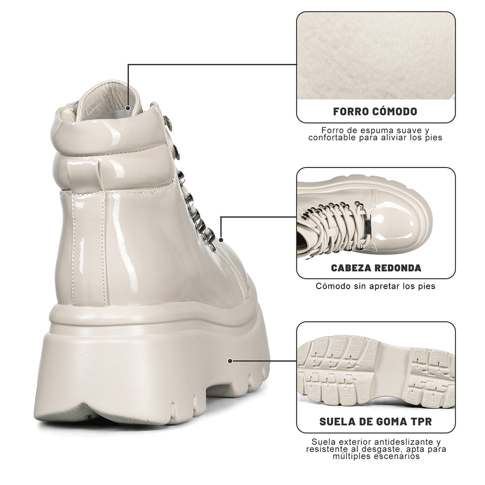 BOTINES PLATAFORMA MUJER BEIGE WEIDE DH56 4
