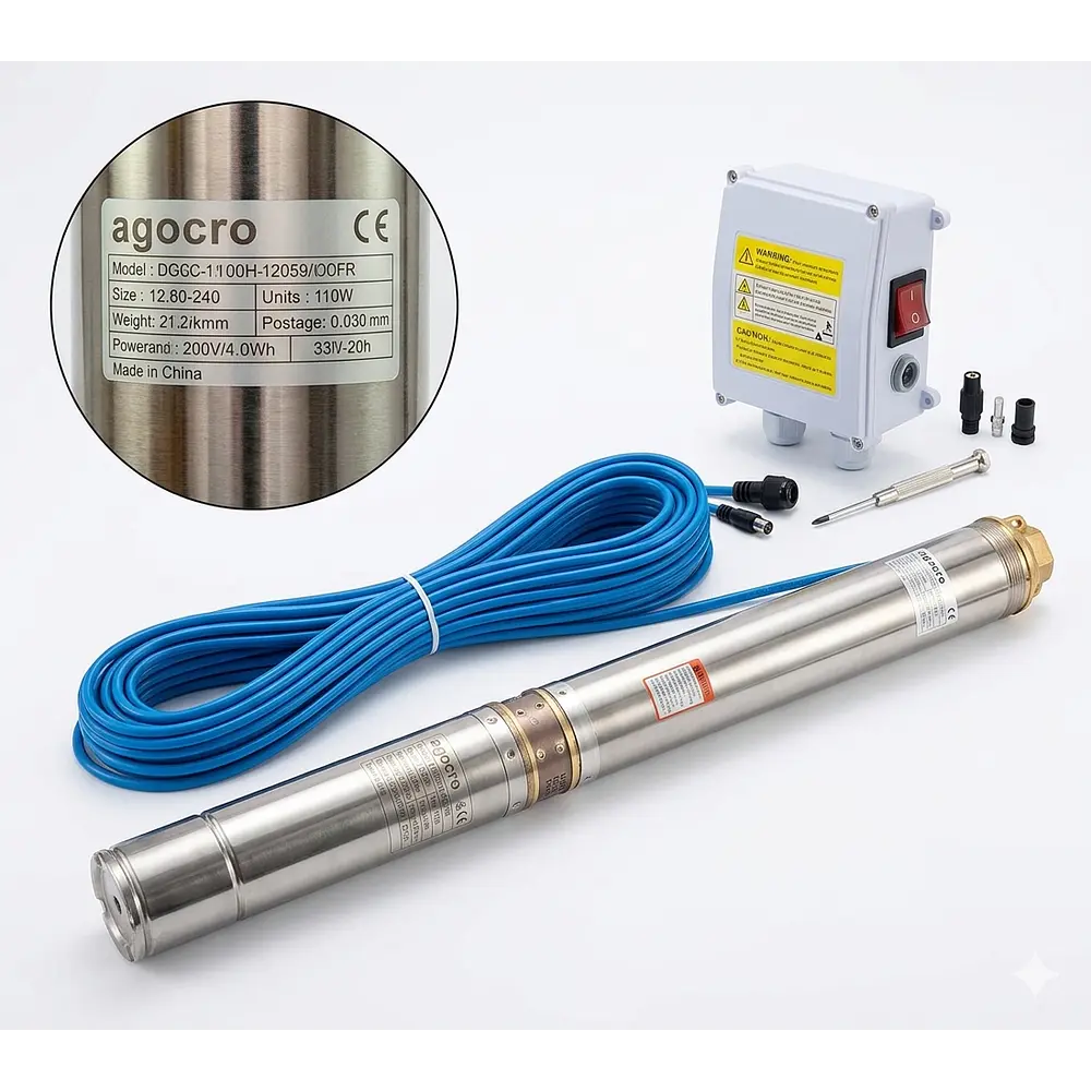Bomba Sumergible 1 HP Barletta para Pozos Profundos | Incluye Cable 50 m y Tablero Eléctrico