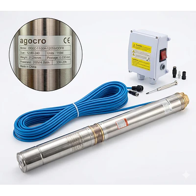 Bomba Sumergible BARLETA 1HP 3” Pozo Profundo + Cable 50m