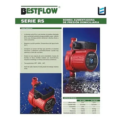 Bomba Aumenta Presión para Calefont – Bestflow modelo RS 12/9G
