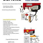 Tecle eléctrico de hasta 1200kgs de levante 220v 1800w BARLETTA PA-1200