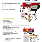 Tecle eléctrico de hasta 300 kgs de levante 220v 600w BARLETTA PA-300