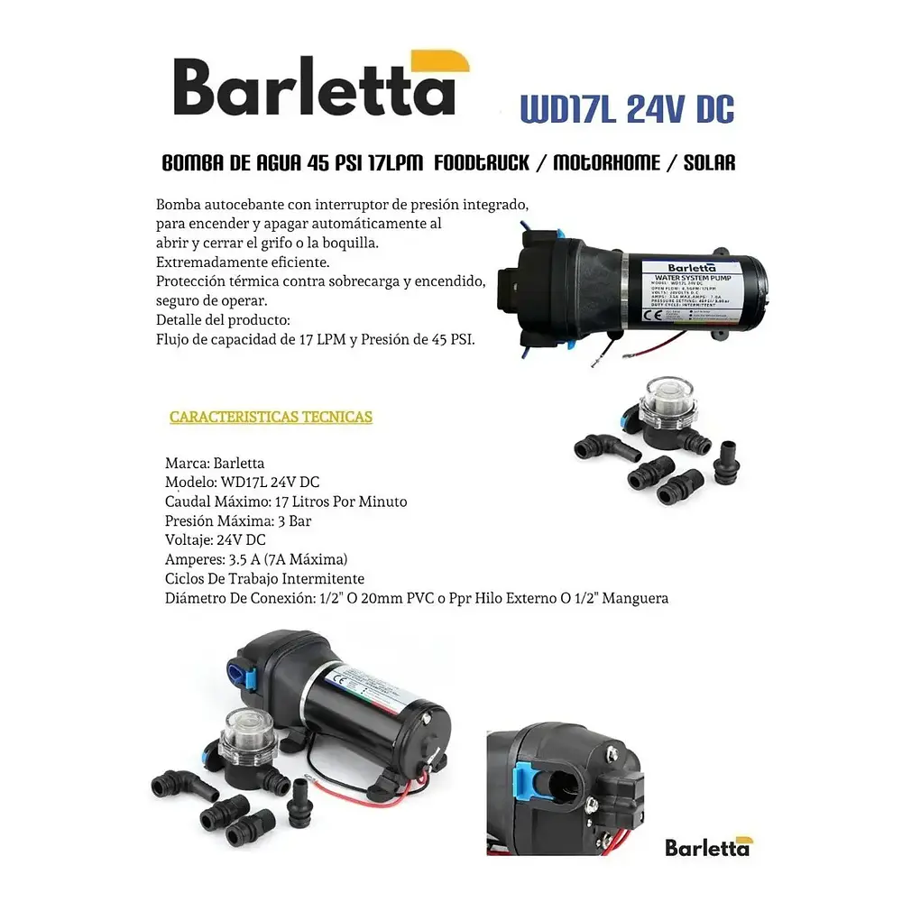 Bomba De Agua 24v 45psi 17Lpm especiales para Motorhome