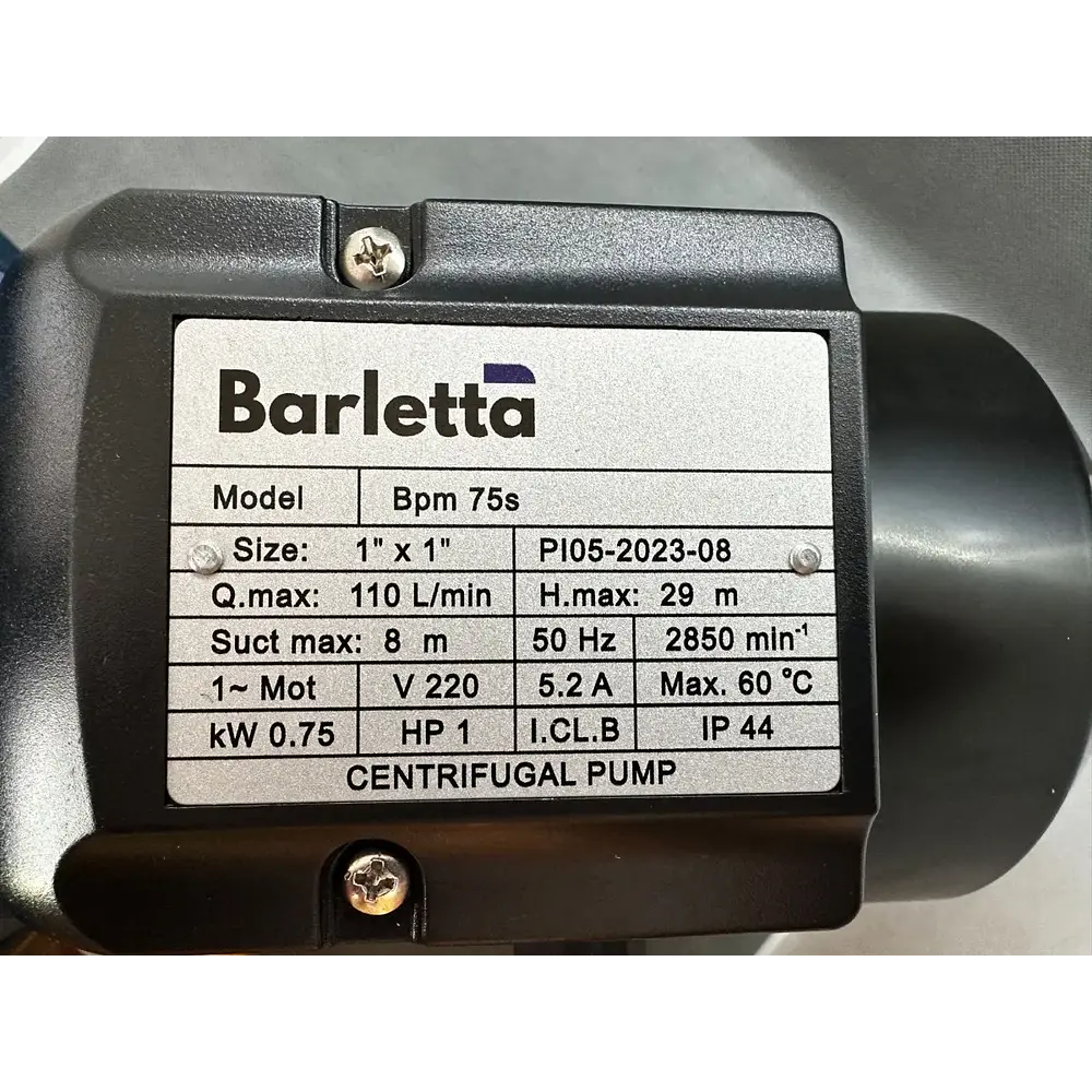 Bomba de agua Centrifuga Barletta Bpm 75s 1x1 1 Hp Impulsor Inox