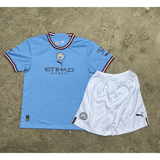 Kit Criança Manchester City Principal 22/23 (Entrega Imediata)