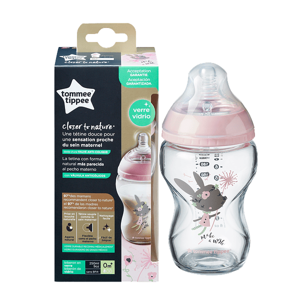 BIBERÓN DE VIDRIO CLOSER TO NATURE - TOMMEE TIPPEE VIDRIO-NIÑA 9 OZ 1