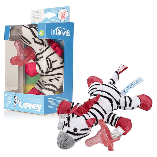 PELUCHE SUJETADOR DE CHUPONES ZEBRA LOVEY0-12M