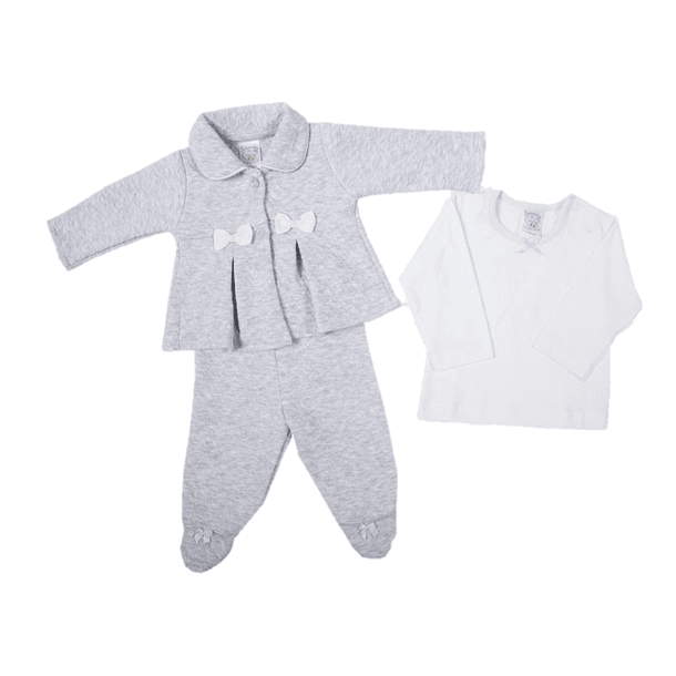 0-3 M CONJUNTO JACKARD 3PZAS / SACO, PANTALON Y POLO DE ALGODÓN PYMA GRIS 