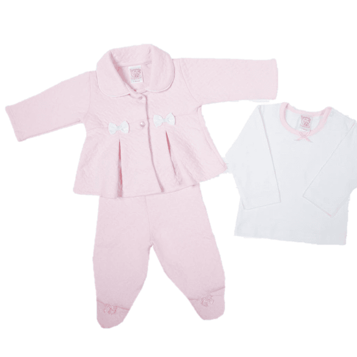 9-12 M CONJUNTO JACKARD 3PZAS / SACO, PANTALON Y POLO DE ALGODÓN PYMA ROSA 