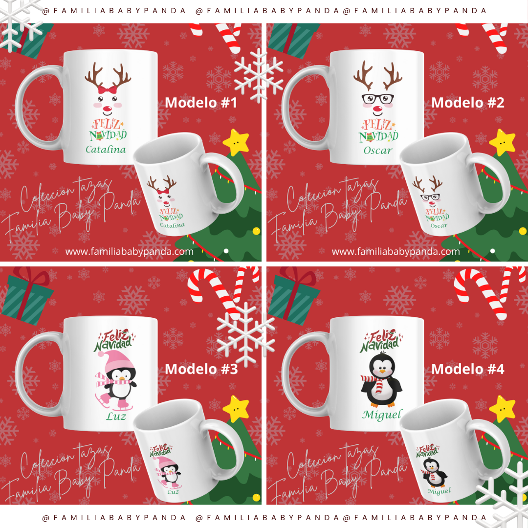TAZAS NAVIDEÑAS PERSONALIZADA CON LOGO, NOMBRE, ETC. 2