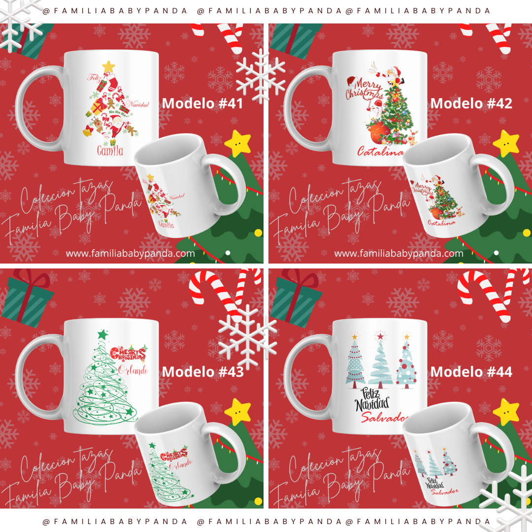 TAZAS NAVIDEÑAS PERSONALIZADA CON LOGO, NOMBRE, ETC. 12