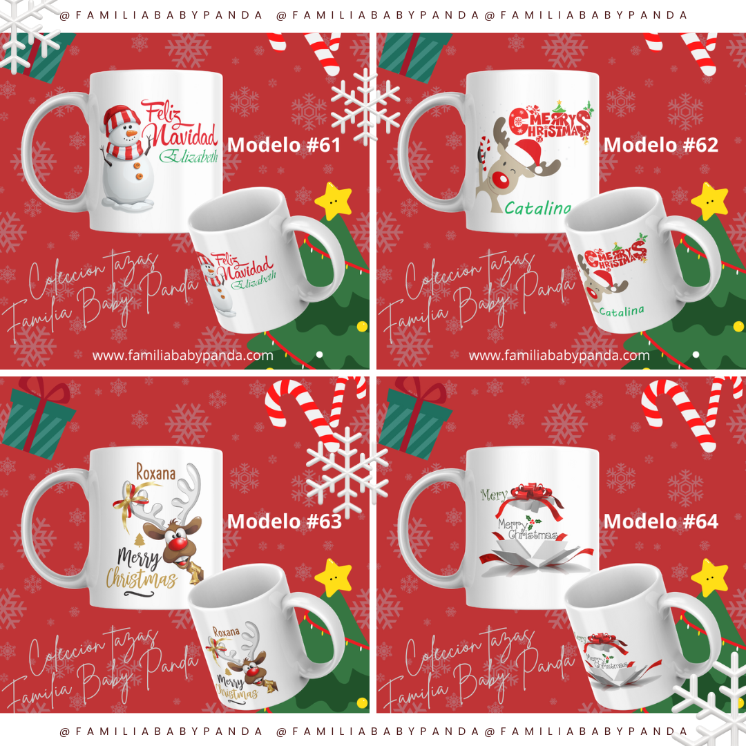 TAZAS NAVIDEÑAS PERSONALIZADA CON LOGO, NOMBRE, ETC. 17
