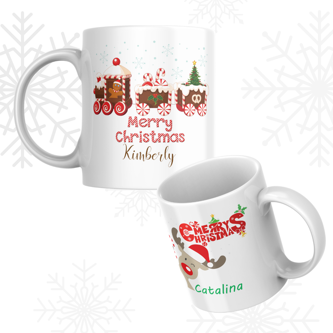 TAZAS NAVIDEÑAS PERSONALIZADA CON LOGO, NOMBRE, ETC. 1