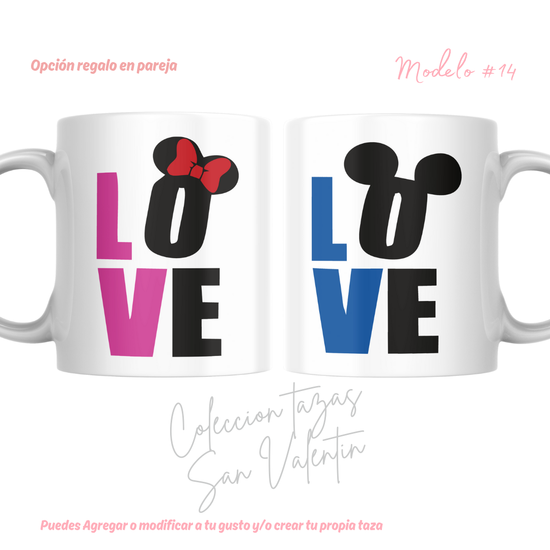 TAZAS SAN VALENTIN PAREJA PERSONALIZADAS FRASE Y/O NOMBRE 10