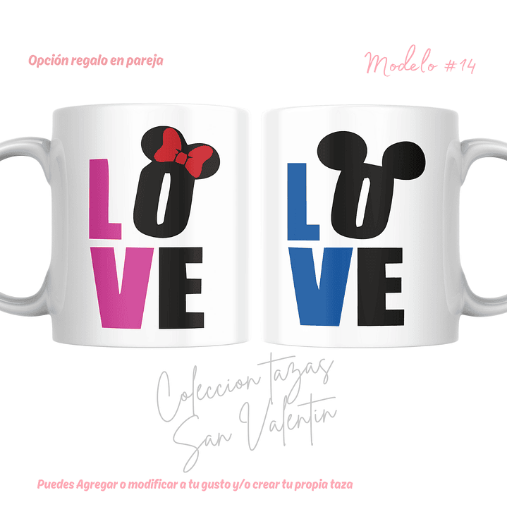 TAZAS SAN VALENTIN PAREJA PERSONALIZADAS FRASE Y/O NOMBRE 10