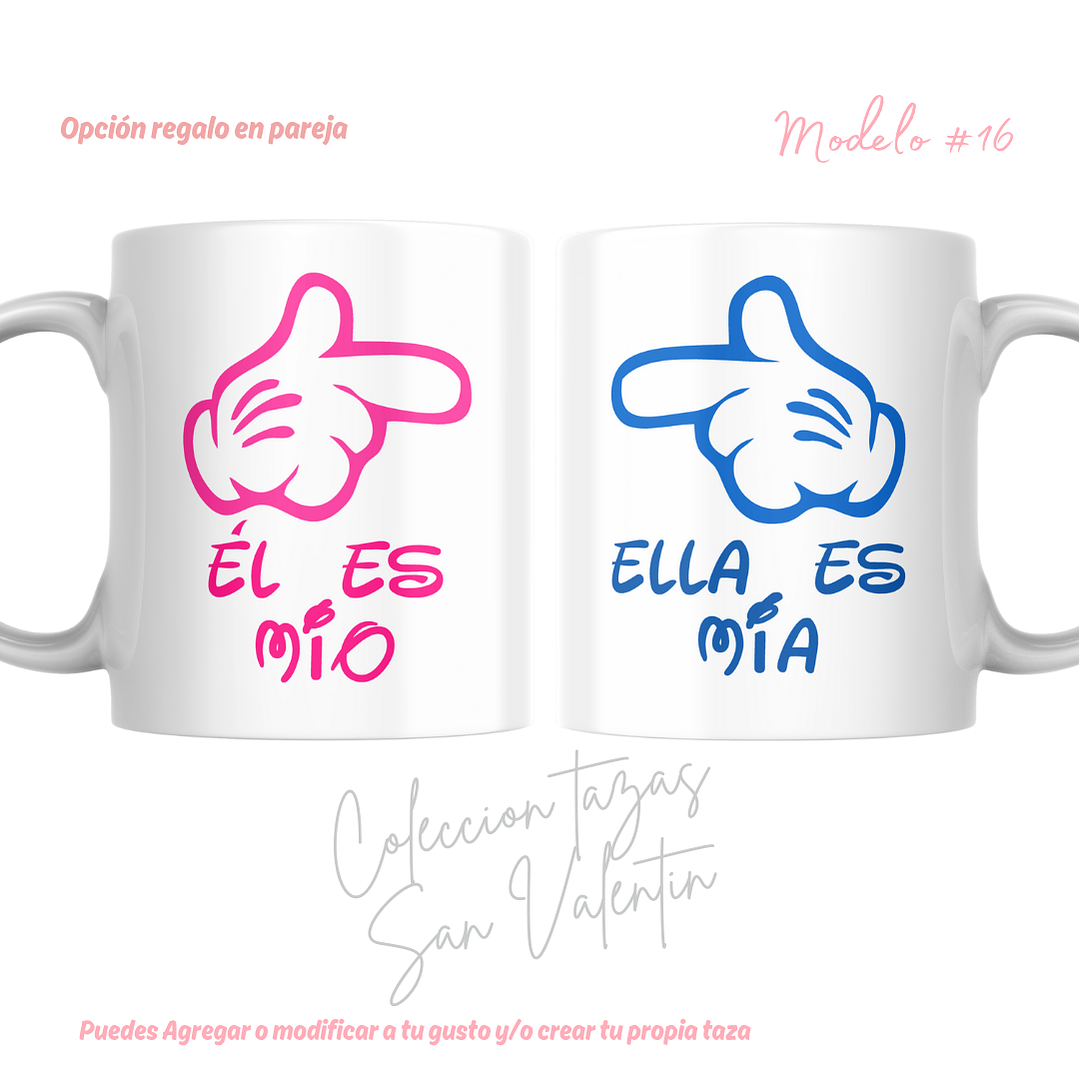 TAZAS SAN VALENTIN PAREJA PERSONALIZADAS FRASE Y/O NOMBRE 12