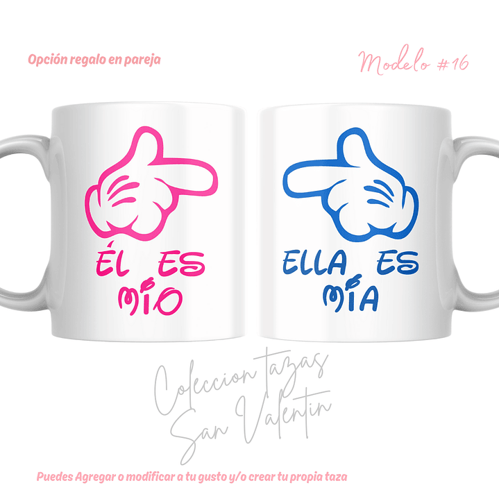TAZAS SAN VALENTIN PAREJA PERSONALIZADAS FRASE Y/O NOMBRE 12