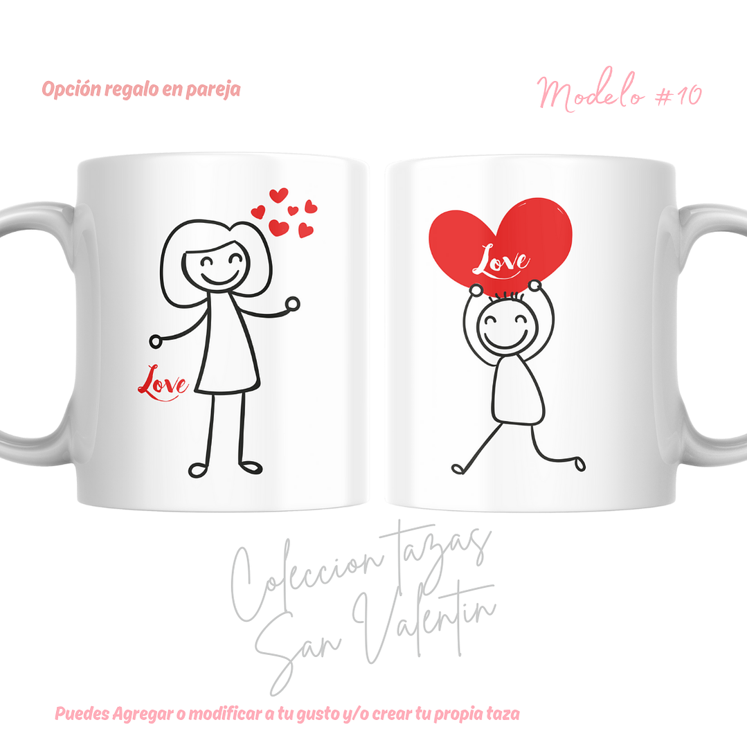 TAZAS SAN VALENTIN PAREJA PERSONALIZADAS FRASE Y/O NOMBRE 13