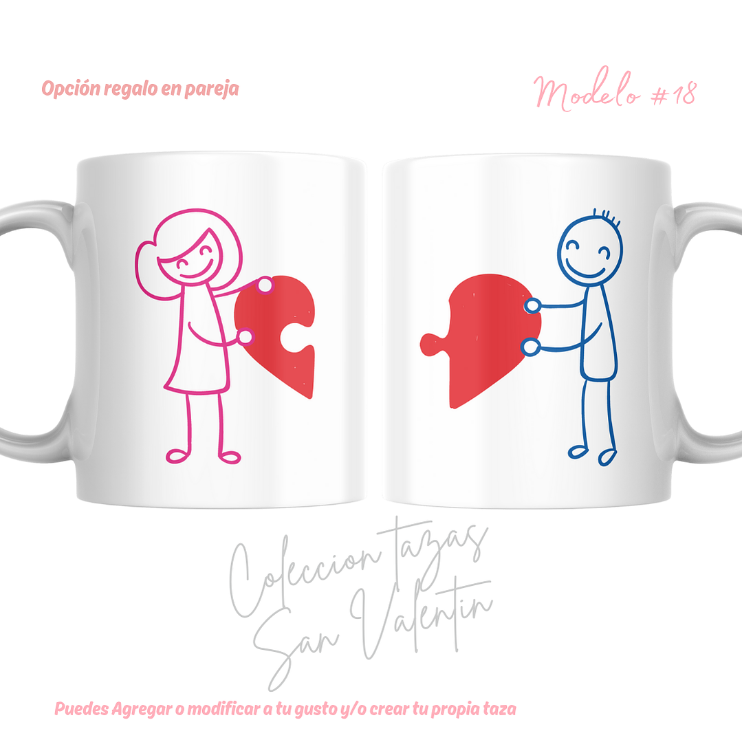 TAZAS SAN VALENTIN PAREJA PERSONALIZADAS FRASE Y/O NOMBRE 14