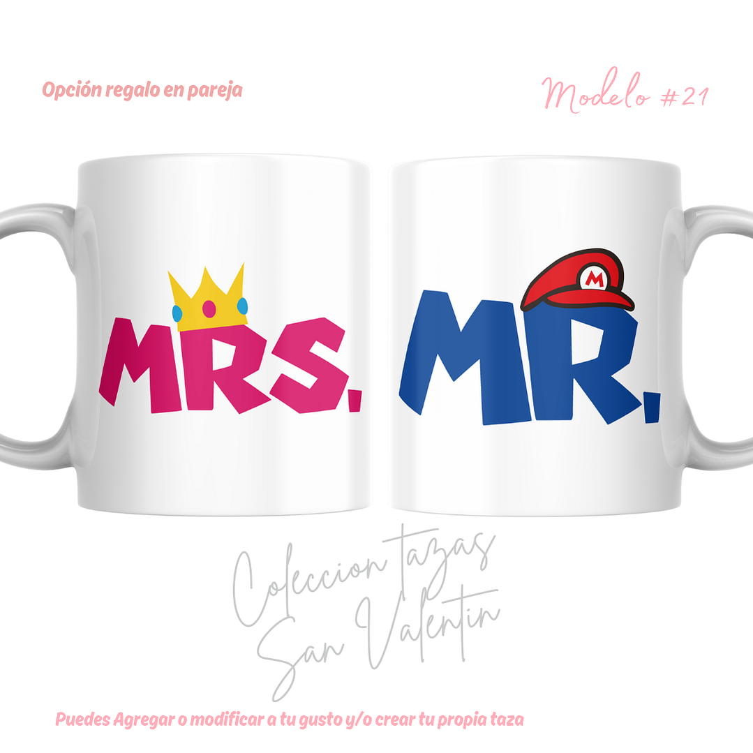 TAZAS SAN VALENTIN PAREJA PERSONALIZADAS FRASE Y/O NOMBRE 15