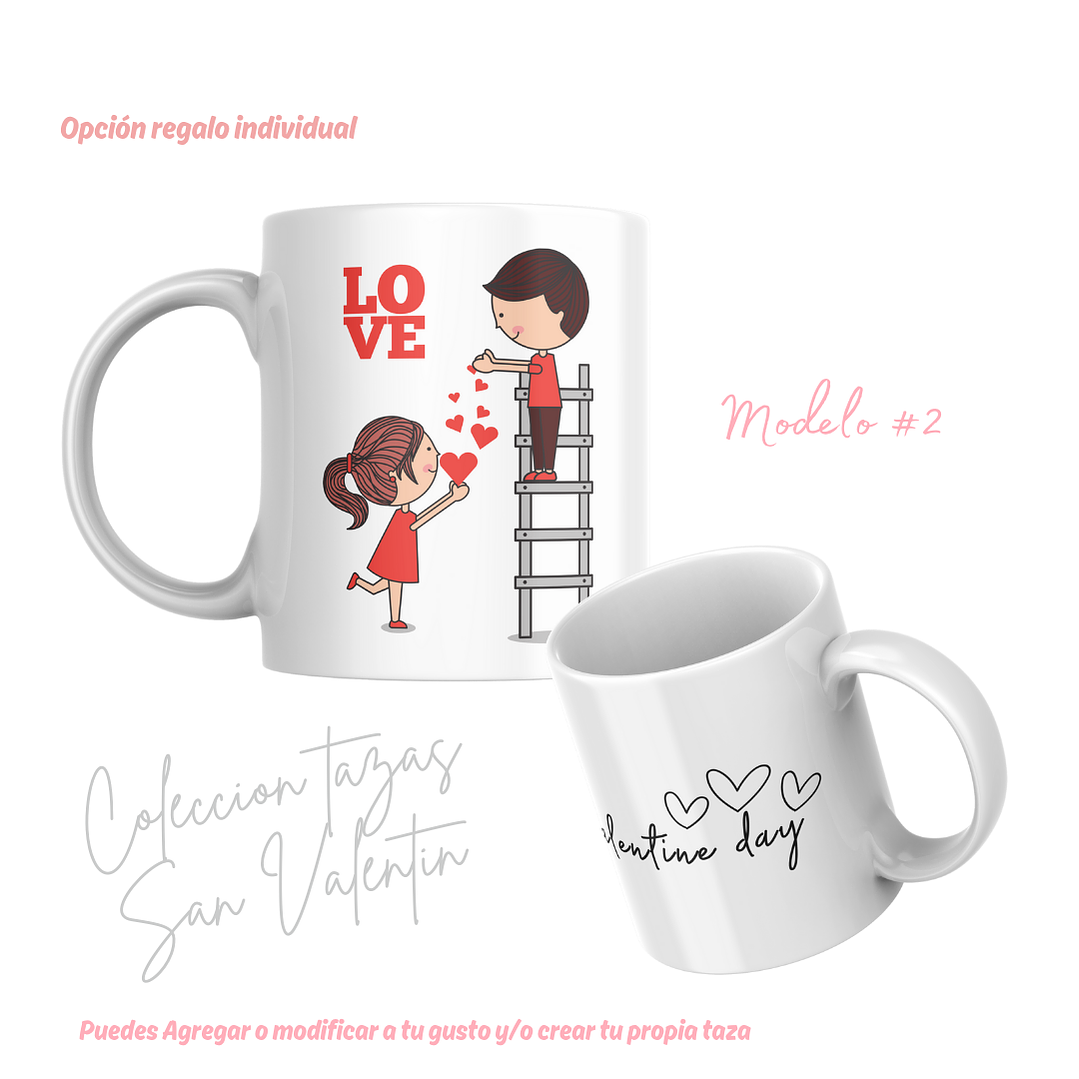 TAZAS SAN VALENTIN PAREJA PERSONALIZADAS FRASE Y/O NOMBRE 4