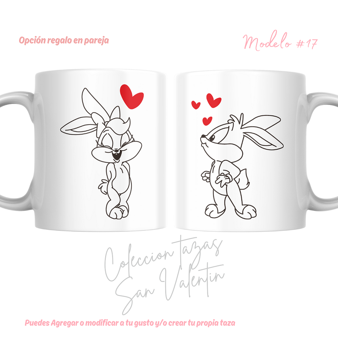 TAZAS SAN VALENTIN PAREJA PERSONALIZADAS FRASE Y/O NOMBRE 17