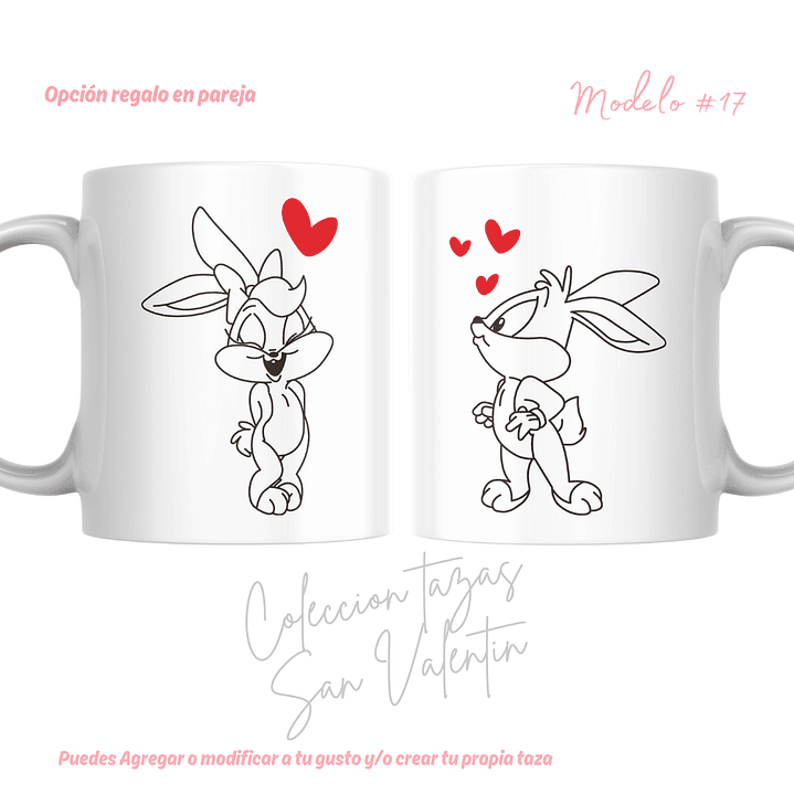 TAZAS SAN VALENTIN PAREJA PERSONALIZADAS FRASE Y/O NOMBRE 17