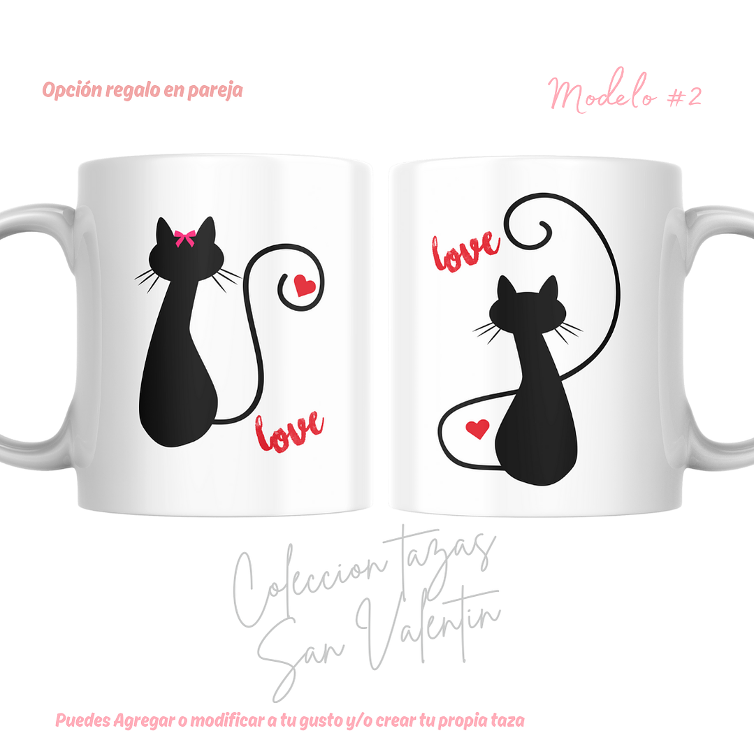 TAZAS SAN VALENTIN PAREJA PERSONALIZADAS FRASE Y/O NOMBRE 18