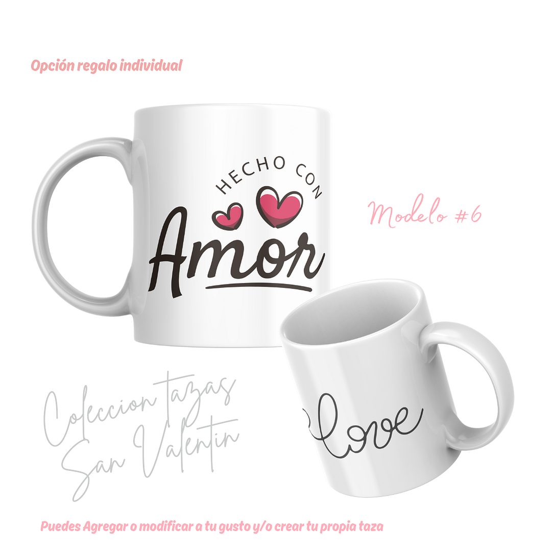 TAZAS SAN VALENTIN PAREJA PERSONALIZADAS FRASE Y/O NOMBRE 7