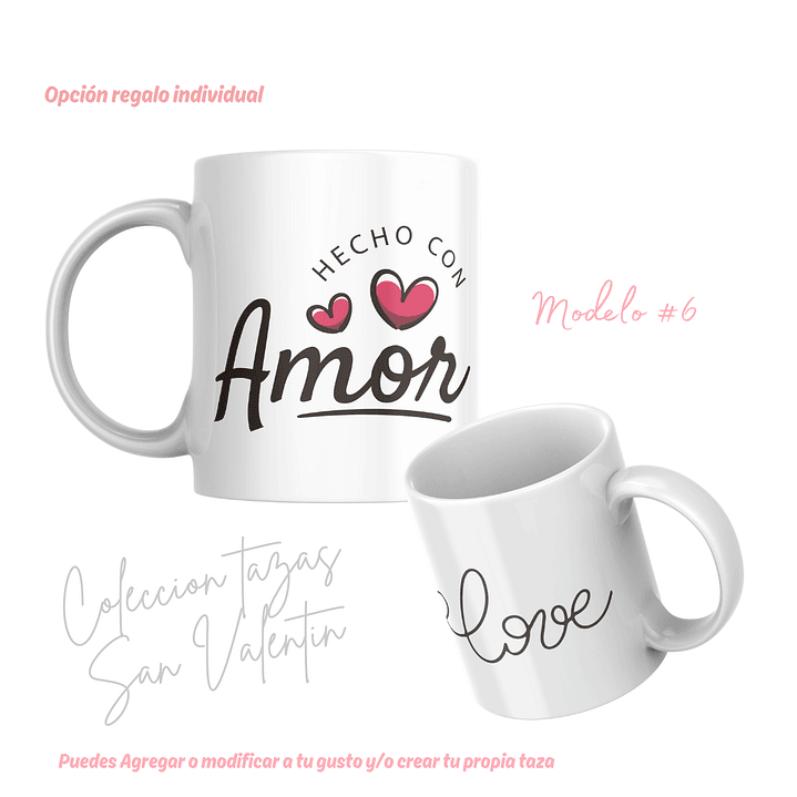 TAZAS SAN VALENTIN PAREJA PERSONALIZADAS FRASE Y/O NOMBRE 7