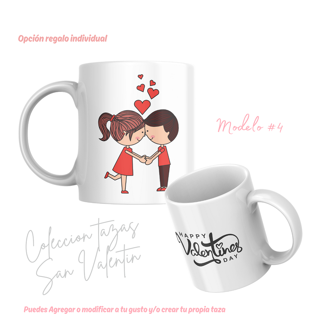 TAZAS SAN VALENTIN PAREJA PERSONALIZADAS FRASE Y/O NOMBRE 5