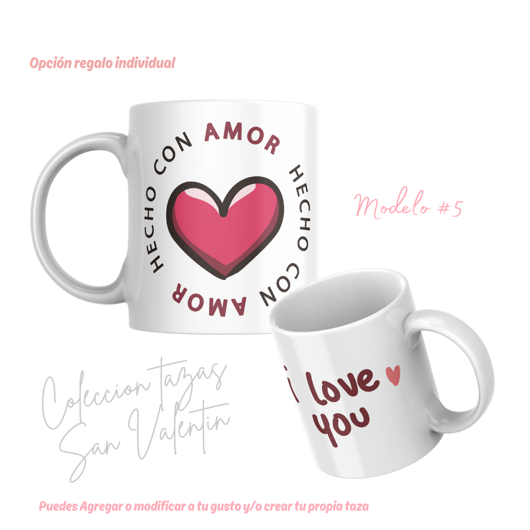 TAZAS SAN VALENTIN PAREJA PERSONALIZADAS FRASE Y/O NOMBRE 3